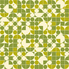 Retro Geometric Abstract 1970s Super Graphic Style Design. Olive and Artichoke Vintage Green.