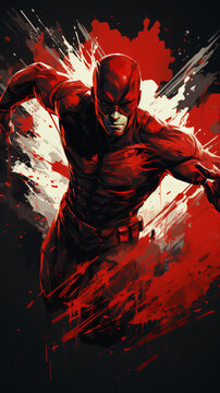 daredevil in a dynamic pose against a dark background Generative AI