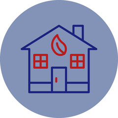 Eco House Line Two Circle Icon