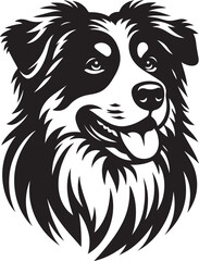 Obraz premium Australian Shepherd Dog Head Silhouette Portrait Vector