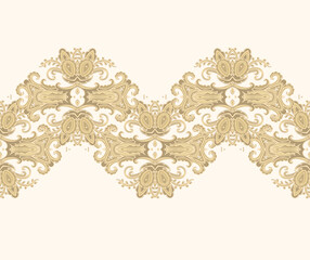 Golden border ornament,  on white background, ornamental decor