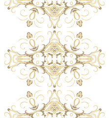 Golden border ornament,  on white background, ornamental decor