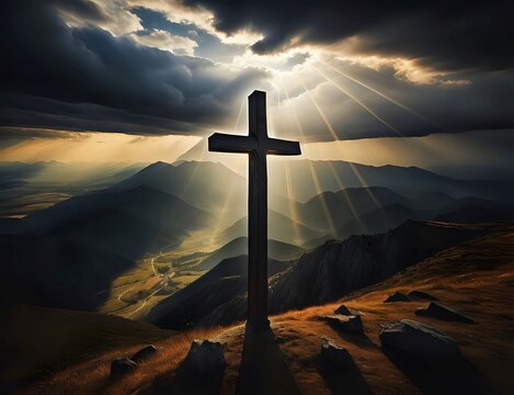 Christian background with christian cross symbol - Powered by Adobe