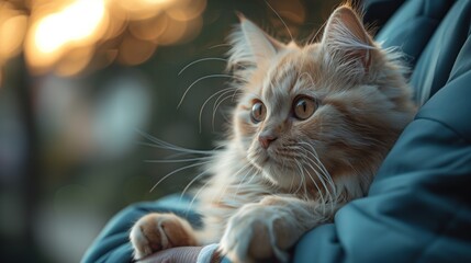 Veterinarian gently holds a cat which is a symbol of professional pet care.