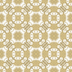 Golden seamless ornamental laced  vector pattern, on white background