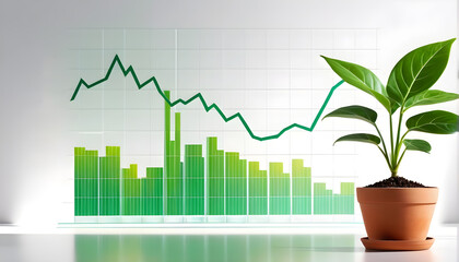 Plants growing with the business chart.Concept of business growth 


