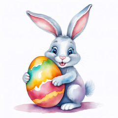 Cute Easter Bunny hugging a Easter Egg