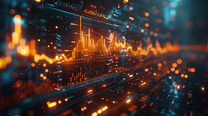 Comprehensive market analysis report with financial graphs, investment growth charts, and banking statistics on digital display for detailed insight.generative ai