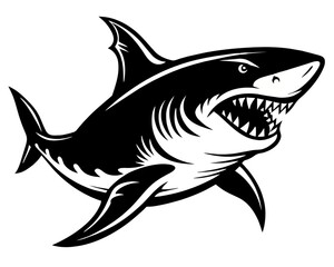 Fototapeta premium Vector drawing of an angry monster shark