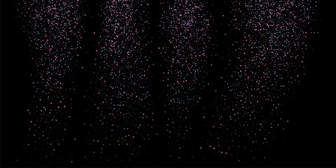 Star dust. Confetti with blue and pink glitter on a black background. Shiny scattered sand particles. Decorative elements. Luxury background for your design, cards, invitations. Vector