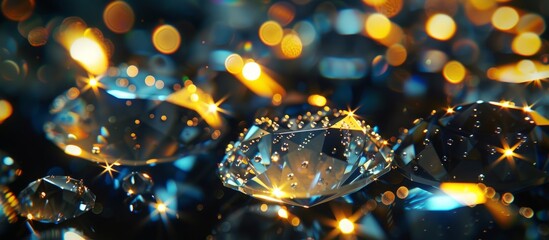 Shimmering diamond surrounded by numerous small diamonds in a luxurious display of brilliance and elegance