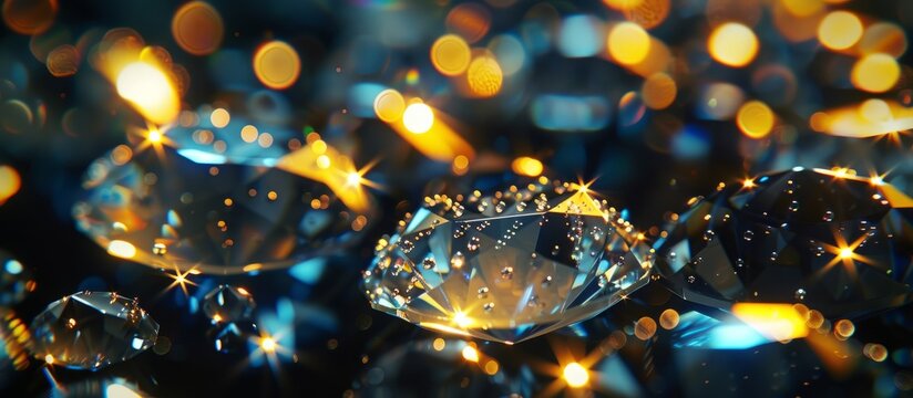 Shimmering diamond surrounded by numerous small diamonds in a luxurious display of brilliance and elegance