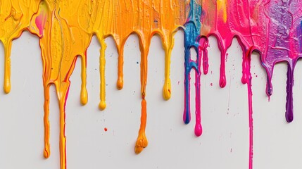 Flowing colorful paint on isolated backgorund Generative AI