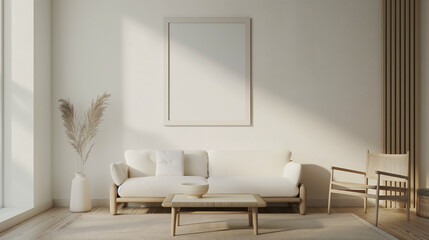 Fototapeta na wymiar beautiful interior design furniture with mockup artwork template for your design