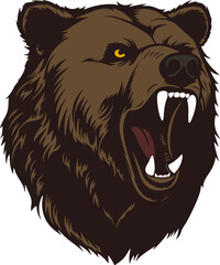 Brown bear grizzly head mascot.