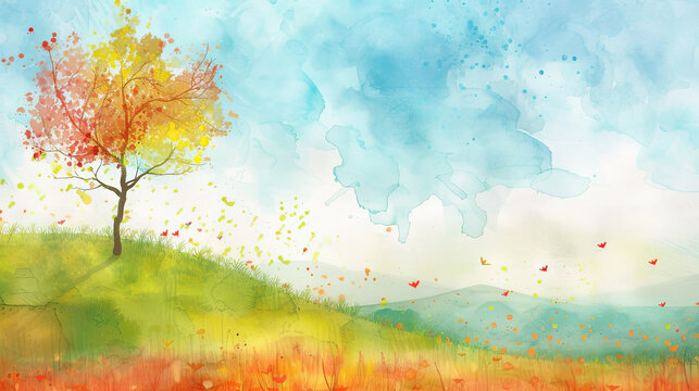 spring mood; watercolor; free space; copy space; wallpaper