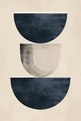 Abstract japandi boho style painting decoration wallpaper. A vibrant and romantic abstract art piece featuring a playful combination of circles, a striking monochrome colorway. 