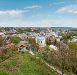 Fototapeta na wymiar Panoramic spring view of Buchach town (Ternopil Oblast, Ukraine).