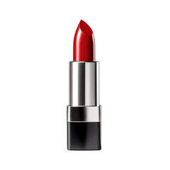 Luxurious Red Lipstick in Stylish Black Case on transparent Backdrop