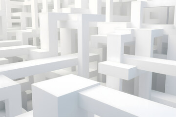 White 3D geometric structures pattern. Abstract architectural background. Modern minimalist design concept. Design for wallpaper, interior decoration.