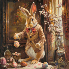 easter bunny and easter eggs