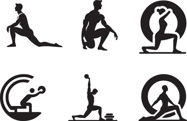Body Fitness people set silhouettes Vector Illustration
