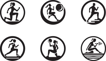 Body Fitness people set silhouettes Vector Illustration