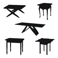 Black silhouette of a desk, dinner table, dressing table, desktop, kitchen table. Piece of furniture