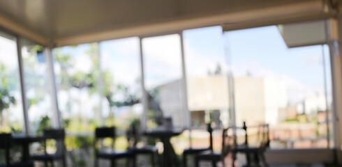 Wide Angle Blurred the interior of the coffee shop,Blur cafe abstract background.