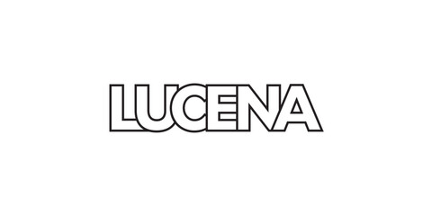 Lucena in the Philippines emblem. The design features a geometric style, vector illustration with bold typography in a modern font. The graphic slogan lettering.