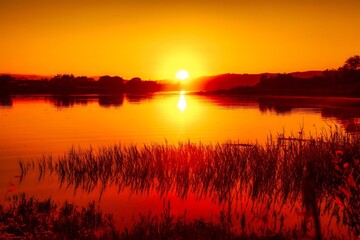 Stinson beach, United States - August 12, 2012 : a bay of water while sunset and nature. Very vibrant colors