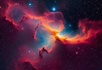 Fototapeta na wymiar nebula from outer space in minimal style, with shiny stars