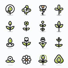 outline icon set of Botanical Bliss