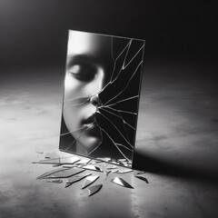 Reflection of Truth: Broken Mirror Revealing Sincere Expression. generative AI