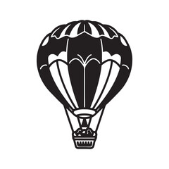 Black silhouette of a Hot Air Balloon in a white background-3