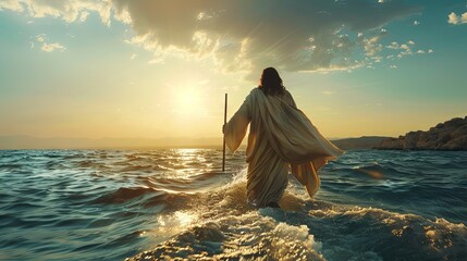 Jesus Christ Walking on Water: Sea of Galilee

