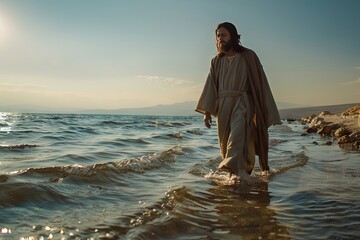 Jesus Christ Walking on Water: Sea of Galilee

