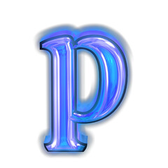 Glowing blue symbol. letter p - obrazy, fototapety, plakaty