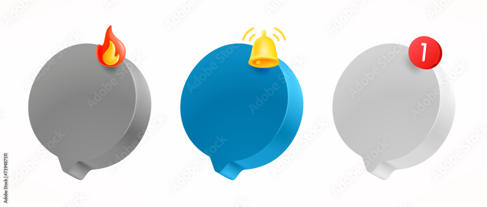 Aufkleber speech bubbles with notifications clipart isolated on white background. 3d vector illustration