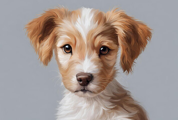 Retrato de um cachorrinho, estilo pintura a óleo. - obrazy, fototapety, plakaty