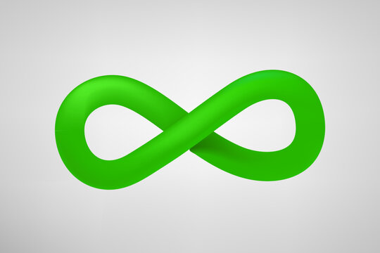 Infinity green sign. 3d vector illustration