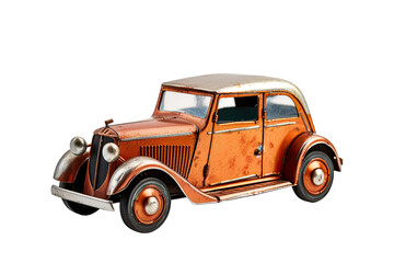 old classic toy car isolated on white background