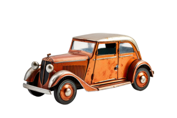 old classic toy car isolated on white background