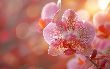 captures the delicate details of a pink flower against a softly blurred background. The intricacies of the petals are highlighted in vivid detail, creating a striking contrast with the out-of-focus