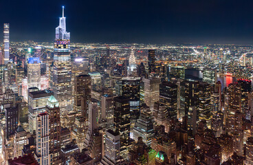 Fototapeta na wymiar Night skyline of midtown Manhattan, New York