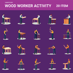 wood worker activity vector set element collections