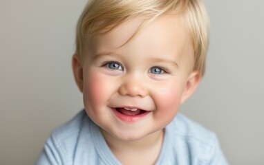 Fototapeta premium A multiracial little boy is posing for the camera with a big smile on his face. He appears joyful and enthusiastic as he engages with the photographer.