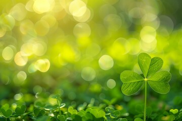 clover leaf with green bokeh background for St Patricks Day