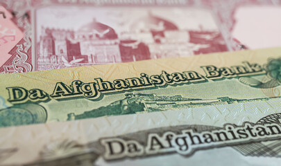 Closeup of da Afghanistan afghani banknote