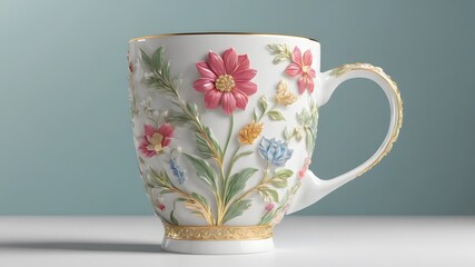 Blank coffee mug with flower design